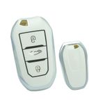 KUNIO Anahtarsız anahtar kılıfı Peugeot 3008 5008 2008 308 508 208 Opel için uygundur Citroen C3 C4 DS5 DS7 anahtar koruması TPU anahtar kılıfı anahtar kılıfı aksesuar, Beyaz, 3 Tasten