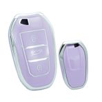 KUNIO Anahtarsız anahtar kılıfı Peugeot 3008 5008 2008 308 508 208 Opel için uygundur Citroen C3 C4 DS5 DS7 anahtar koruması TPU anahtar kılıfı anahtar kılıfı aksesuar, Mor, 3 Tasten