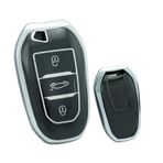 KUNIO Anahtarsız anahtar kılıfı Peugeot 3008 5008 2008 308 508 208 Opel için uygundur Citroen C3 C4 DS5 DS7 anahtar koruması TPU anahtar kılıfı anahtar kılıfı aksesuar siyah