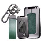 KUNIO Araba anahtarı kılıfı anahtar kılıfı Peugeot 207 307 308 407 için uygundur Citroen C2 C3 C4 C5 için uygun anahtarlık araba anahtarı koruması anahtar kılıfı 2 3 tuşlu metal deri B yeşil