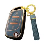 KUNIO Araba anahtarı kılıfı Citroen C3 C4 C5 DS4 C2 C8 için uygundur Peugeot 307 308 207 3008 5008 807 TPU kılıf anahtarlık, Gri, 3 Tasten