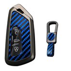 KUNIO Araba anahtarı kılıfı, VW Golf 8 GTE GTI ID.3 ID.4 GTX için uygun, Seat Leon MK4 Cupra Formentor için uygun, Skoda Octavia Enyaq için uygun, koruma metal anahtar kılıfı, anahtarlık, B mavi