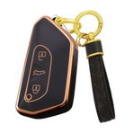 KUNIO Araba anahtarı kılıfı, VW Golf 8 GTE GTI ID.3 ID.4 GTX için uygun, Seat Leon MK4 için, Formentor TPU koruyucu kılıf, anahtarlık, 3 tuşlu, Siyah, 3 Tasten