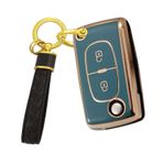 KUNIO Araç anahtar kılıfı Peugeot 207 307 407 308 607 3008 5008 için uygundur Citroen C3 C4 Picasso Berlingo DS3 TPU kılıf anahtarlık, 2 tuşlu gri, 2 Tasten