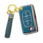 KUNIO Araç anahtar kılıfı Peugeot 207 307 407 308 607 3008 5008 için uygundur Citroen C3 C4 Picasso Berlingo DS3 TPU kılıf anahtarlık, 3 tuşlu gri, 3 Tasten