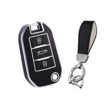 KUNIO Kapaklı Araba Anahtarı Kılıfı Anahtar Kılıfı Peugeot 3008 2008 4008 208 308 408 508 RCZ için Citroen C4L Cactus C5 C3 C6 C8 Picasso TPU Anahtarlık Anahtar Kapağı Siyah