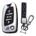 KUNIO Katlanır anahtar kılıfı Citroen C3 C4 C5 DS4 C2 C8 Peugeot 307 308 207 3008 5008 807 için uygun koruyucu kılıf metal gövde anahtar kılıfı 3 tuşlu anahtarlık A gümüş