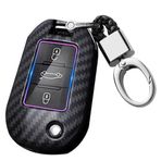 KUNIO Katlanır anahtar kılıfı Peugeot 3008 308 RCZ 508 408 208 301 2008 407 307 4008 2008 için uygundur Citroen C4 Cactus C5 koruma plastik araba anahtarı kılıfı anahtarlık halkası 3 tuşlu karbon