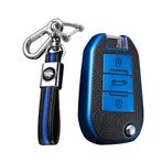 KUNIO Katlanır araba anahtarı kılıfı Cover Peugeot 3008 308 RCZ 508 408 208 301 2008 407 307 4008 2008 için Citroen C4 Cactus C5 aksesuar TPU anahtarlık anahtar kılıfı koruyucu kılıf mavi
