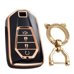 KUNIO Keyless Anahtar Kılıfı Isuzu Yeni MU-X Serisi Dmax D-MAX X-Terrain Pickup 2021 2022 için Uygun Koruyucu Kılıf TPU Anahtar Kılıfı Anahtar Kılıfı Anahtarlık 4 Tuşlu, C Siyah, 4 Tasten