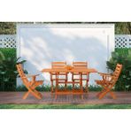Kunter Mobilya Bahçe / Balkon Takımı Ahşap Katlanır Masa (80x120) ve 4 Sandalye