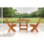 Kunter Mobilya Bahçe / Balkon Takımı Ahşap Katlanır Masa (80x80) ve 2 Sandalye