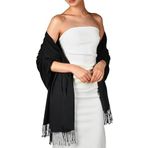 KUOL-KIDS Stola Bayan Pashmina şal, şal, şal, gece elbisesi için, şal, şal, şal, şal, şal, şal, şık, omuz havlusu, büyük, yumuşak, ipeksi, sağlam renkler, siyah, Siyah, 200*70cm
