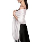 KUOL-KIDS Stola Bayan Pashmina şal, şal, şal, gece elbisesi için, şal, şal, şal, şal, şal, şal, zarif omuz havlusu, büyük, yumuşak, ipeksi, sağlam renkler, Beyaz, 200*70 cm