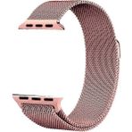 Kupa Apple Watch Uyumlu Seri 1/2/3/4/5/6/se 44MM Metal Kordon Tel Örgü Tasarım Mıknatıslı Renkli Şık Kayış - Pembe