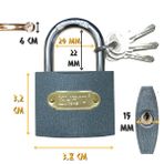 Kupa Asma Kilit Gri 38 mm. - 3 Anahtarlı