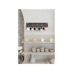 Kupa Bardak Askısı Duvar Montajlı Kupa Askılığı Kahve Fincan Standı Mutfak Organizer 5 Kupa 50X16 cm - Siyah