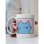 Kupa Bardak - Kedi Desenli Kupa Bardak - Hediyelik Kupa Bardak - Pembe - 330 ml
