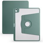Kupa iPad Pro 12.9 2022 M2 Kılıf Kamera Korumalı Darbe Emici Standlı Kalem Bölme Şeffaf Arka Pu Kapak - Koyu Yeşil