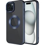 Kupa iPhone 15 Parlak Kenar Renkli Kamera Çerçeve Darbe Emici Tpu Silikon Kılıf - Lacivert