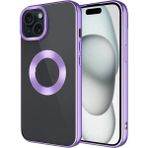 Kupa iPhone 15 Parlak Kenar Renkli Kamera Çerçeve Darbe Emici Tpu Silikon Kılıf - Lila
