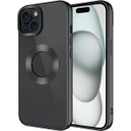 Kupa iPhone 15 Parlak Kenar Renkli Kamera Çerçeve Darbe Emici Tpu Silikon Kılıf - Siyah
