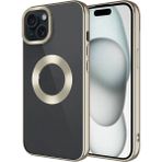 Kupa iPhone 15 Parlak Kenar Renkli Kamera Çerçeve Darbe Emici Tpu Silikon Kılıf - Titanyum