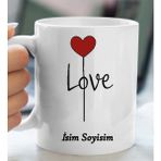 Kupa Love Tasarımlı Isim Soyisim Yazılı Kişiye Özel Kupa Bardak - Beyaz