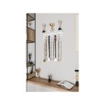 Kupa Raflı Madalya Askılığı Kupa Tasarımlı Metal Madalya Askısı ve Kupa Standı 15X35X10 cm - Beyaz - 35 cm
