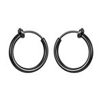 Küpe 2 set delikli sahte küpe kadın paslanmaz çelik kulak tokası burun halkası moda basit erkek titanyum çelik küçük kulak klipsi Kadınlar için Küpe (Renk: 12 mm, Boyut: 02)