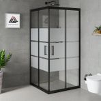 Kupon Duş ve Banyo Sistemleri Vesta D100 Kare Duşakabin Siyah Profil Kumlu Cam H: 190 cm - 100x100