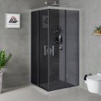Kupon Duş ve Banyo Sistemleri Vesta D100 Kare Duşakabin Siyah Profil Şeffaf Cam H: 190 cm - 80x80