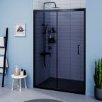 Kupon Duş ve Banyo Sistemleri Vesta D200 Iki Duvar Arası 1 Sabit 1 Sürgü Duşakabin Siyah Profil Füme Cam H: 190 cm - 151 cm
