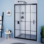 Kupon Duş ve Banyo Sistemleri Vesta D200 Iki Duvar Arası 1 Sabit 1 Sürgü Duşakabin Siyah Profil Karolaj Cam H: 190 cm - 148 cm