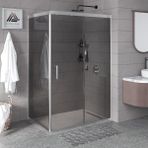 Kupon Duş ve Banyo Sistemleri Vesta D201 Dikdörtgen Duşakabin Parlak Profil Füme Cam H: 190 cm - 90x110