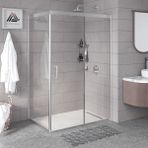 Kupon Duş ve Banyo Sistemleri Vesta D201 Dikdörtgen Duşakabin Parlak Profil Şeffaf Cam H: 190 cm - 90x120