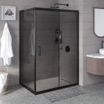 Kupon Duş ve Banyo Sistemleri Vesta D201 Dikdörtgen Duşakabin Siyah Profil Füme Cam H: 190 cm - 90x120