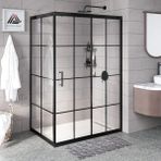 Kupon Duş ve Banyo Sistemleri Vesta D201 Dikdörtgen Duşakabin Siyah Profil Karolaj Cam H: 190 cm - 90x110