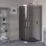 Kupon Duş ve Banyo Sistemleri Vesta D300 Oval Duşakabin Parlak Profil Şeffaf Cam H: 190 cm - 100x100