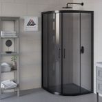 Kupon Duş ve Banyo Sistemleri Vesta D300 Oval Duşakabin Siyah Profil Füme Cam H: 190 cm - 80x80