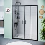 Kupon Duş ve Banyo Sistemleri Vesta D400 Iki Duvar Arası 2 Sabit 2 Sürgü Duşakabin Siyah Profil Şeffaf Cam H: 190 cm - 193 cm