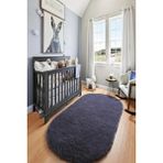 Kupon Halı Antrasit Oval Post Peluş Halı – Yumuşak Dokulu, Kaymaz Dot Taban, Antibakteriyel – Makinada Yıkanabilir Yolluk Halı - 120 x 180