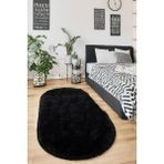 Kupon Halı Siyah Oval Post Peluş Halı – Yumuşak Dokulu, Kaymaz Dot Taban, Antibakteriyel – Makinada Yıkanabilir Yolluk Halı - 80 x 450 cm