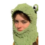 Kurbağa Puffy Bere, Balaclava, El Örgüsü Maske & Bere