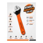 Kurbağacık Pense 8 İnç Ayarlı Boru Anahtarı Kanal Pense Su Tesisat Pensesi Profesyonel Çok Amaçlı El Aleti KRB8
