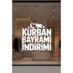 Kurban Bayramı İndirimi Cam Sticker, Vitrin Mağaza Kampanya Yazısı, Beyaz, 50x48 cm