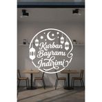 Kurban Bayramı İndirimi Cam Vitrin Sticker, Mağaza Cam Yazısı, Bayrama Özel Çıkartma, Beyaz, 48x50 cm