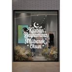 Kurban Bayramınız Mübarek Olsun Cam Vitrin Sticker, Beyaz, 48x50 cm, Mağaza Dekorasyon
