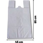 Kurban Poşeti Beyaz, 45X85 Cm, 10 Adet - Kalın Sızdırmaz Et -Eşya Taşıma Poşeti - Atlet Tipi Saplı