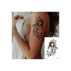 KURBE Japon Tarzı Geyşa Ve Şakayık Çiçeği Geçici Dövme Omuz, Kol Yarı Kalıcı Dövme Tattoo